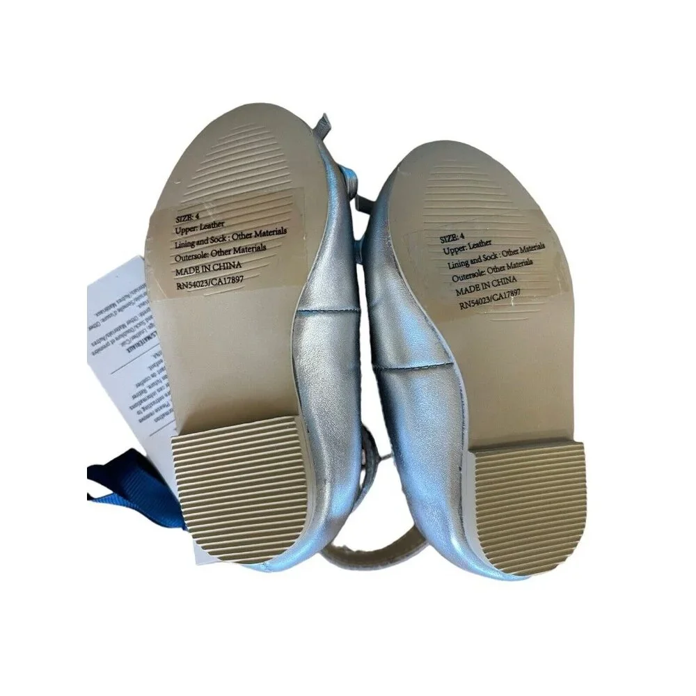 Janie And Jack Shoes Girls Toddler Size‎ 4 Cinderella Princess Bow Silver Flats